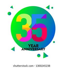 35 Year Anniversary Vector Template Design Illustration
