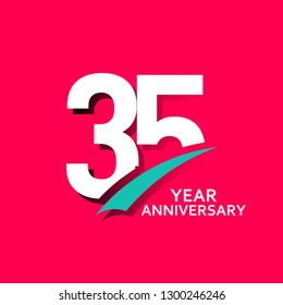 35 Year Anniversary Vector Template Design Illustration