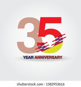 35 Year Anniversary Vector Template Design Illustration