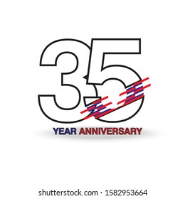 35 Year Anniversary Vector Template Design Illustration