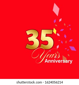 35 Year Anniversary Vector Template Design Illustration