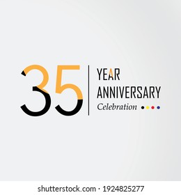35 Year Anniversary Vector Template Design Illustration Black Orange Elegant White Background