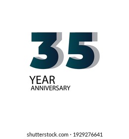 35 Year Anniversary Vector Template Design Illustration Blue Elegant design on White Background