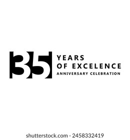 35 Year of Excellence Anniversary Celebration Vector Template Design Illustration