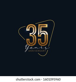 35 Years Anniversary Badge With Gold Style Vector Illustration