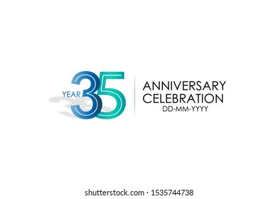 35 years anniversary celebration Blue and Tosca Colors Design logotype. anniversary logo isolated on White background -vector