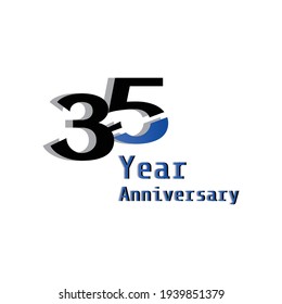 35 Years Anniversary Celebration Blue Color Vector Template Design Illustration