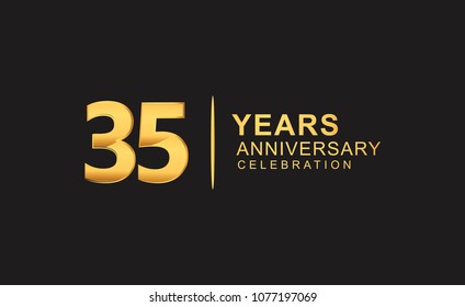 35 years anniversary celebration design with golden color isolated on black background for celebration event