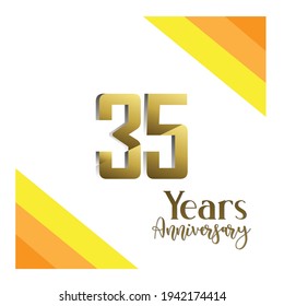 35 Years Anniversary Celebration Gold White Background Color Vector Template Design Illustration