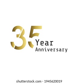 35 Years Anniversary Celebration Gold Color Vector Template Design Illustration