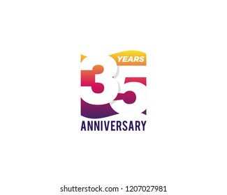 35 Years Anniversary Celebration Icon Vector Logo Design Template. Gradient Flag Style.