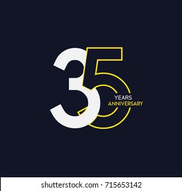 35 years anniversary celebration linked number logo, isolated on dark background