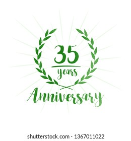 35 years anniversary celebration logo. Anniversary watercolor design template. Vector and illustration.