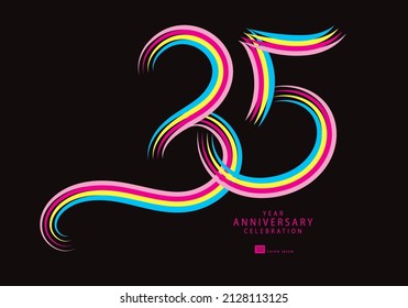 35 years anniversary celebration logotype colorful line vector, 35th birthday logo, 35 number, Banner template, vector design template elements for invitation card and poster, t shirt design vector