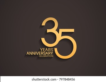 35 years anniversary celebration logotype with elegant gold color for celebration
