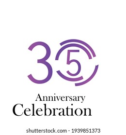 35 Years Anniversary Celebration purple Color Vector Template Design Illustration