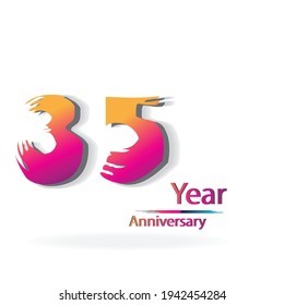 35 Years Anniversary Celebration purple Color Vector Template Design Illustration