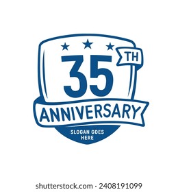 35 years anniversary celebration shield design template. 35th anniversary logo. Vector and illustration.