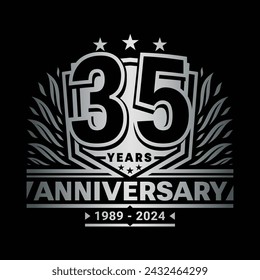 35 years anniversary celebration shield design template. 35th anniversary logo. Vector and illustration.
