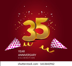 35 Years Anniversary Celebration Vector Template Design Illustration