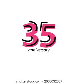 Ilustración de diseño de plantillas vectoriales de celebración de 35 años