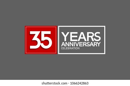 35 years anniversary design horizontal square style with red and white color for celebration event