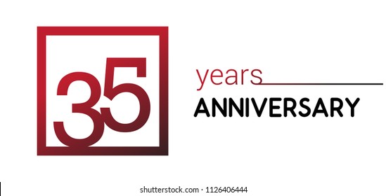 35 years anniversary design logotype with red color in square isolated on white background for anniversary celebration 

