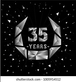 35 years anniversary design template. Low poly design.