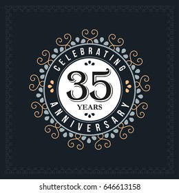 35 years anniversary design template. Vector and illustration. celebration anniversary logo. classic, vintage style
