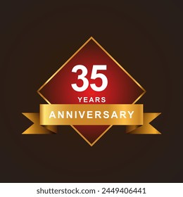  35 years anniversary elebration 3d vector template design illustration