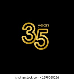 35 Years Anniversary elegant Gold Celebration Vector Template Design Illustration