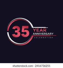 35 years anniversary golden pink color with circle ring isolated on black background for anniversary celebration event