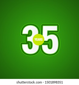 35 Years Anniversary Green Light Vector Template Design Illustration