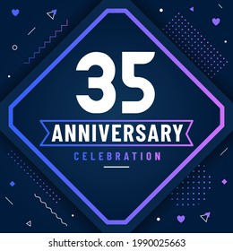35 years anniversary greetings card, 35 anniversary celebration background free vector.