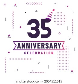 35 years anniversary greetings card, 35 anniversary celebration background free vector.