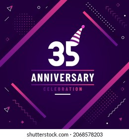35 years anniversary greetings card, 35 anniversary celebration background free colorful vector.