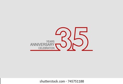 35 years anniversary linked logotype with red color isolated on white background for company celebration event
