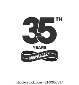 35 years anniversary logo with black color for booklet, leaflet, magazine, brochure poster, banner, web, invitation or greeting card. Vector illustrations.