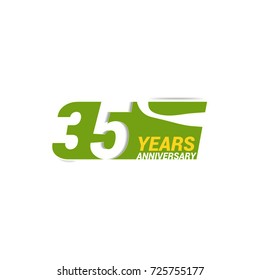 35 Years Anniversary Logo Celebration with negative space design. Isolated on White Background