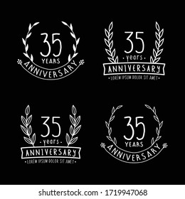 35 years anniversary logo collection. 35th years anniversary celebration hand drawn logotype. Vector and illustration.
