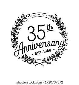 35 years anniversary logo collection. 35th years anniversary celebration hand drawn logotype. Vector and illustration.
