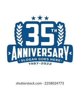 35 years anniversary logo design template. 35th anniversary celebration logotype. Vector and illustration.
