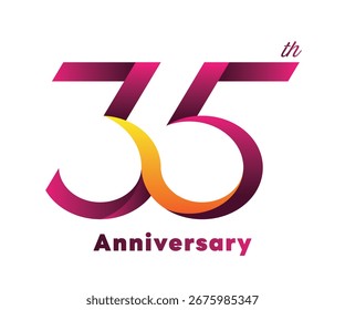 35 years anniversary logo modern design in purple and yellow color