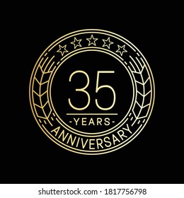 Plantilla de logotipo de 35 años. 35ª línea de vectores e ilustración.