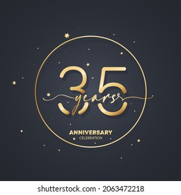 35 Years Anniversary Logo Template. 35th Birthday, Wedding Anniversary Icon. Trendy Symbol Image. Vector EPS 10. Isolated On Background.