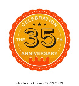 35 years Anniversary Logo Template. Wedding badge in flat modern style. Birthday anniversary label. Stock vector design