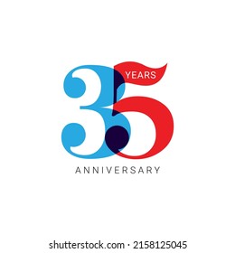 35 Years Anniversary Logo, Vector Template Design element for birthday, invitation, wedding, jubilee and greeting card illustration.