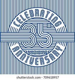 35 years anniversary logo. Vector and illustration. Line art anniversary design template.