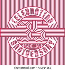 35 years anniversary logo. Vector and illustration. Line art anniversary design template.