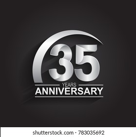 35 years anniversary logotype design with silver color isolated on black background for company celebration